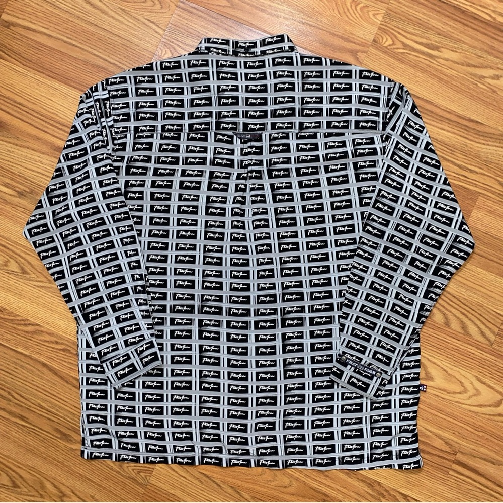 Vintage Y2K Phat Farm Monochrome Logo Button Up Shirt 2XL Hip Hop Streetwear - Picture 2 of 8
